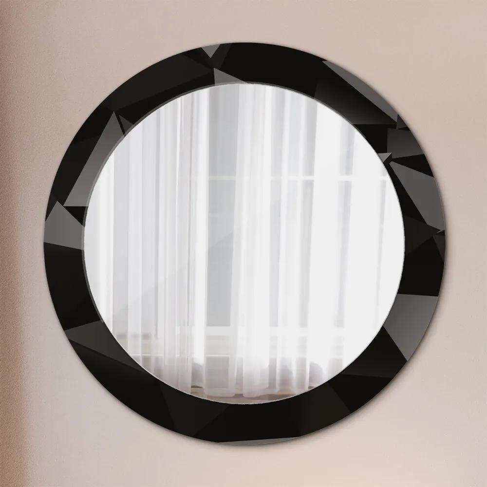 Okrúhle dekoračné zrkadlo s motívom Abstraktný čierny fi 70 cm
