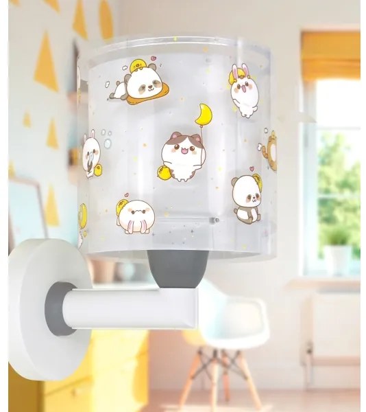 Dalber 41769E - Detská nástenná lampa KAWAII FRIENDS 1xE27/15W/230V šedá