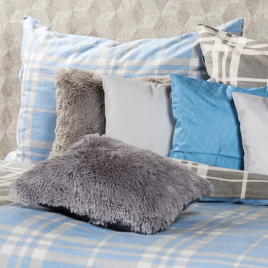 4Home Flanelové obliečky Modrá kocka, 160 x 200 cm, 70 x 80 cm