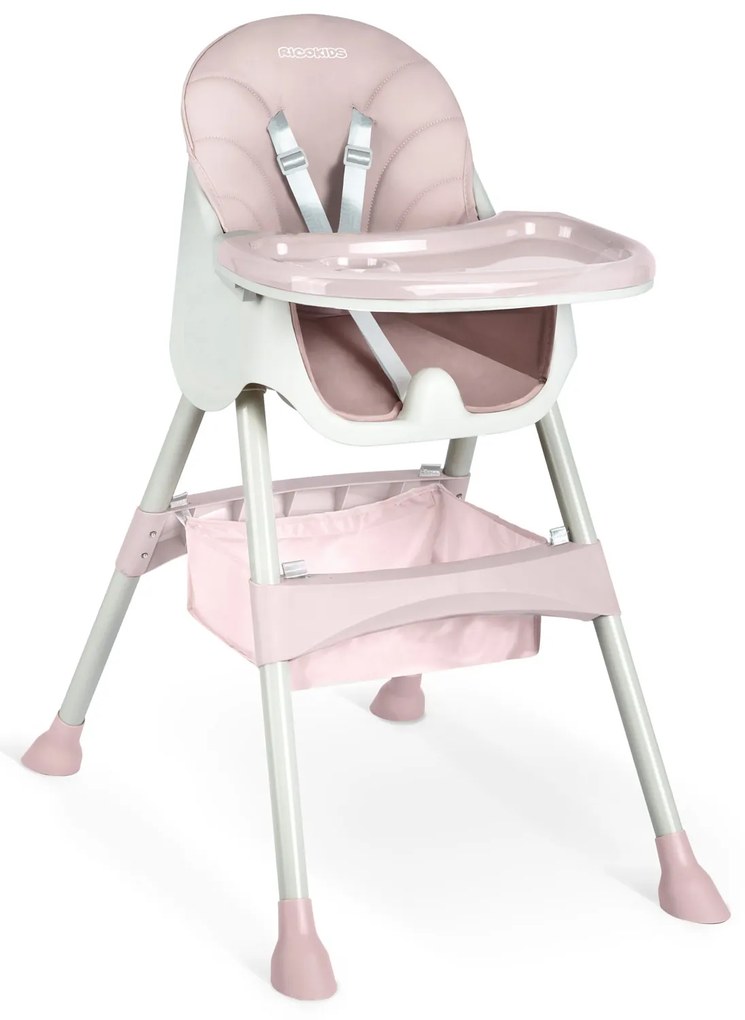 Ricokids Detská jedálenská stolička so stolíkom Milo ružová