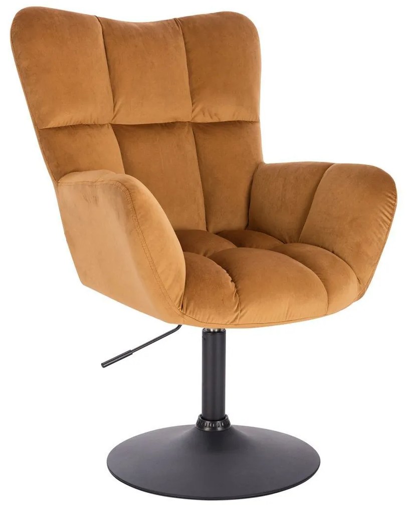 LuxuryForm DESIGN Kreslo AURORA VELUR na čiernom tanieri - medové