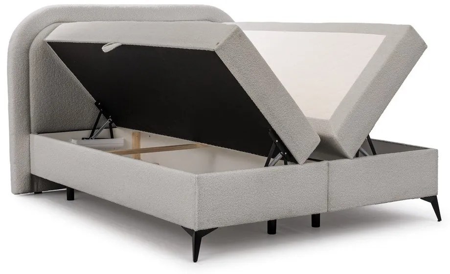 Svetlosivá boxspring posteľ s úložným priestorom 140x200 cm Ornes – Ropez