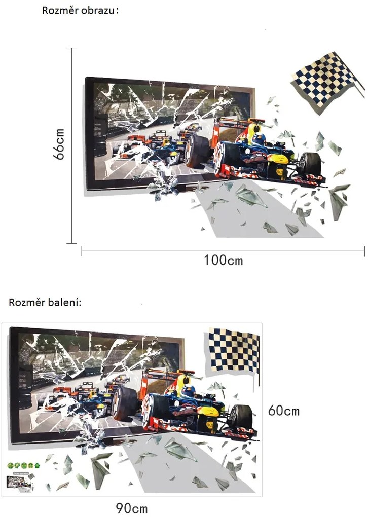 Veselá Stena Samolepka na stenu na stenu 3D Formula