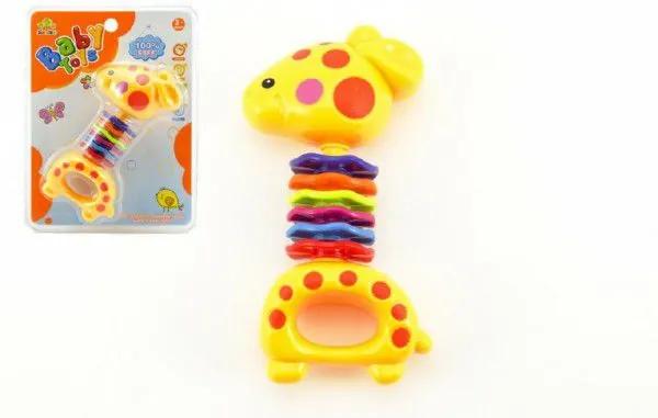 Chrastítko žirafa plast 15cm na kartě 3m+