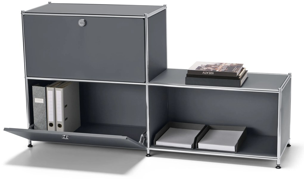 Kovový regál »CN3« s 3 priehradkami, sivý