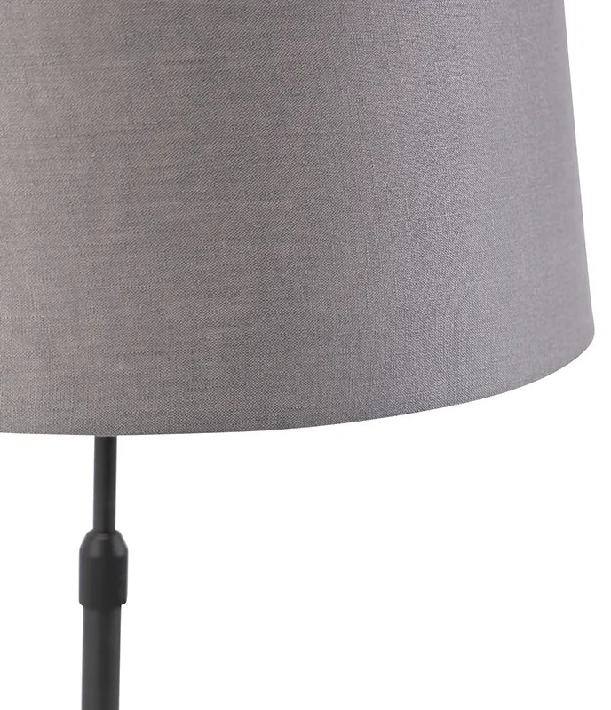 Stolná lampa čierna s tienidlom z ľanu sivá 35 cm nastaviteľná - Parte