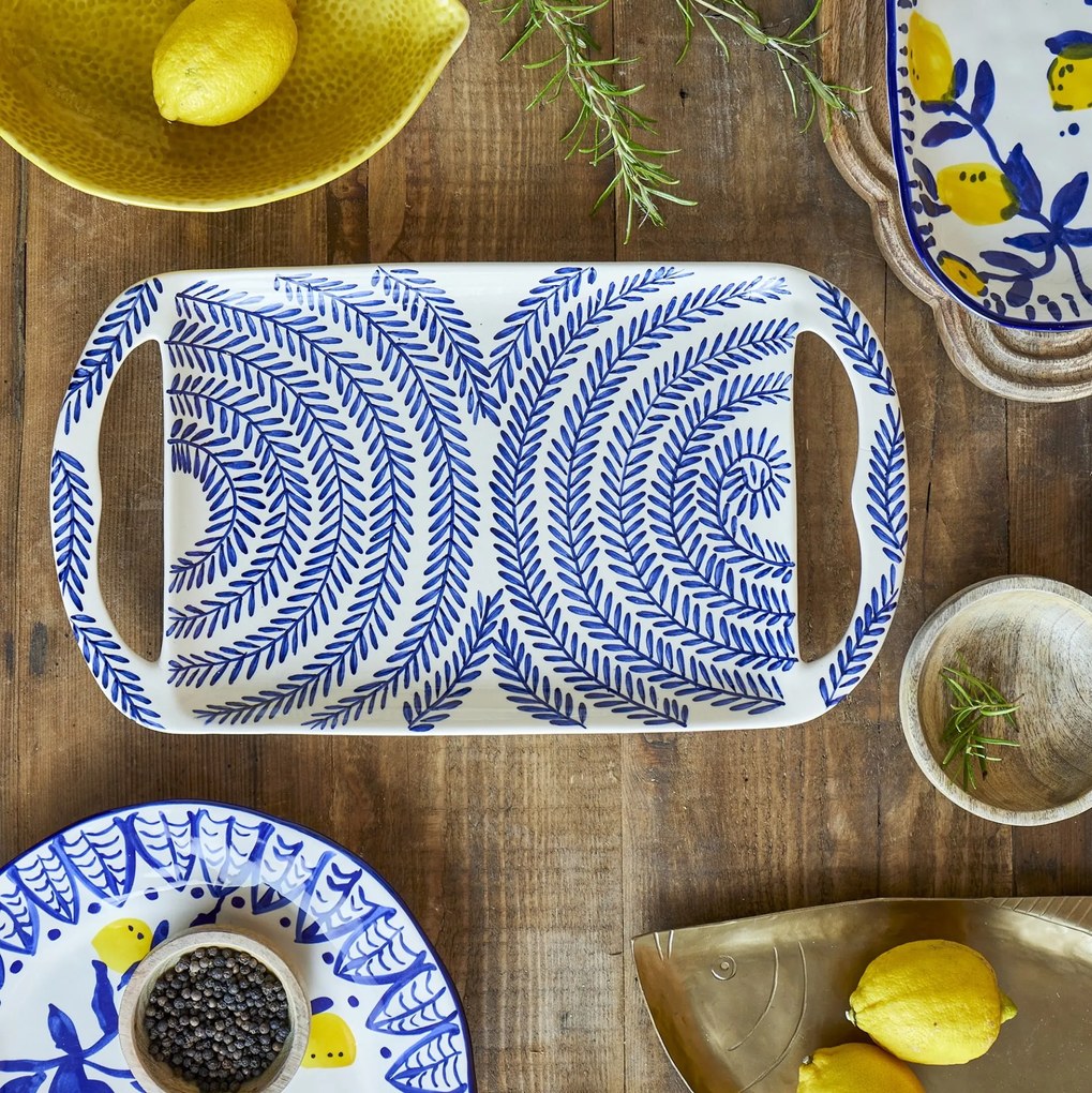 Bloomingville Keramická servírovacia tácka Karlie Blue