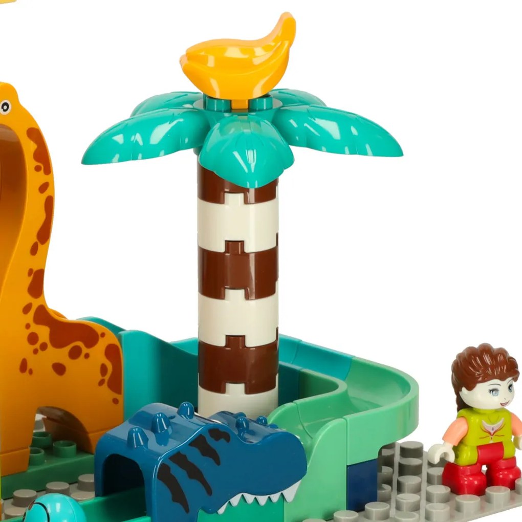 KIK Stavebné bloky guľôčková dráha 147 dielov - Dinosaur Park, kreatívne kocky 3+ - BIBI-INN