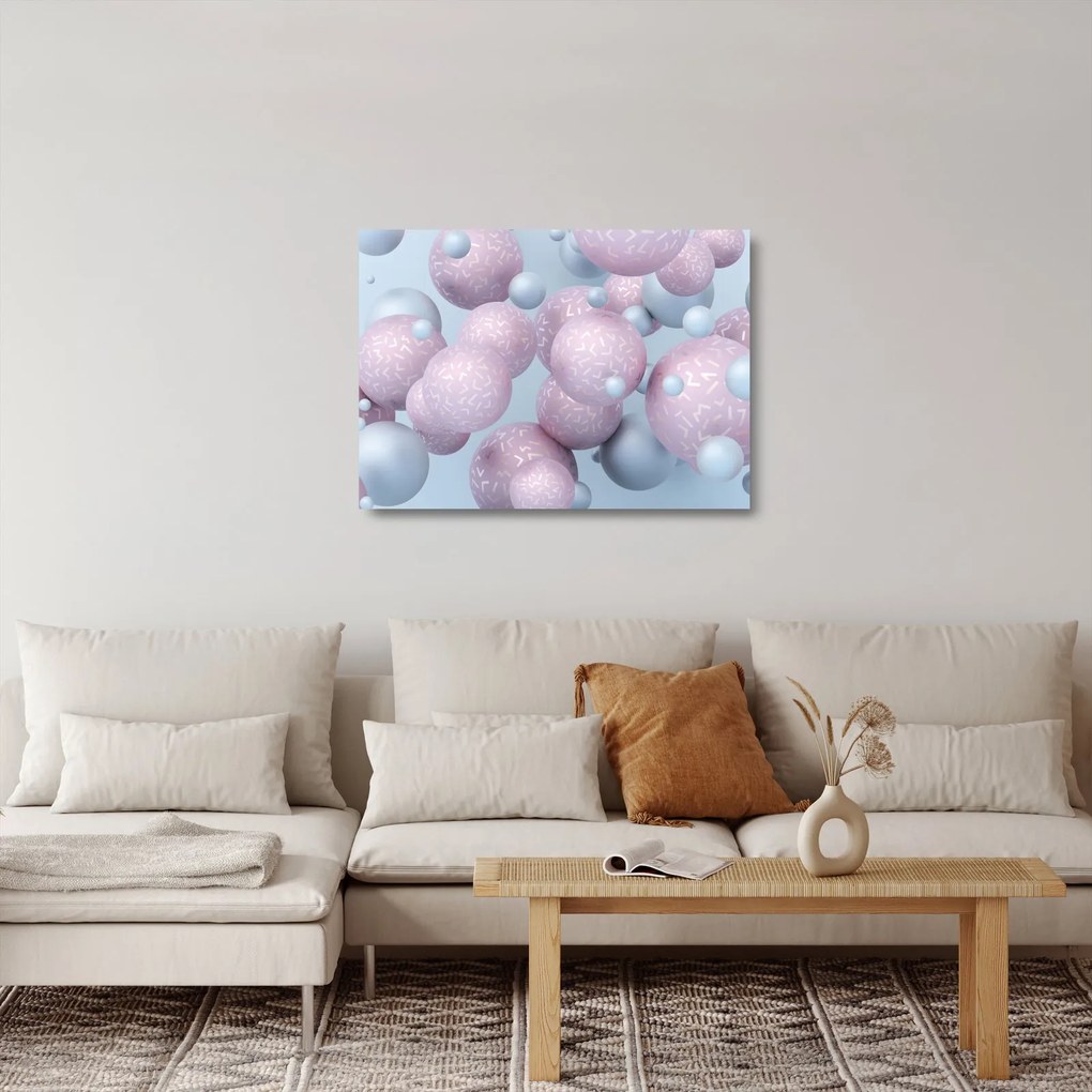 Abstraktný sklenený obraz - Pastelové guľa (70x50 cm)