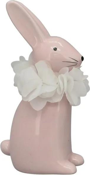 Ružový keramický králiček - 7 * 4 * 13 cm