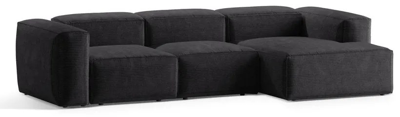 Tmavosivá menčestrová rohová pohovka (pravý roh/s leňoškou) Bergamo – Cosmopolitan Design