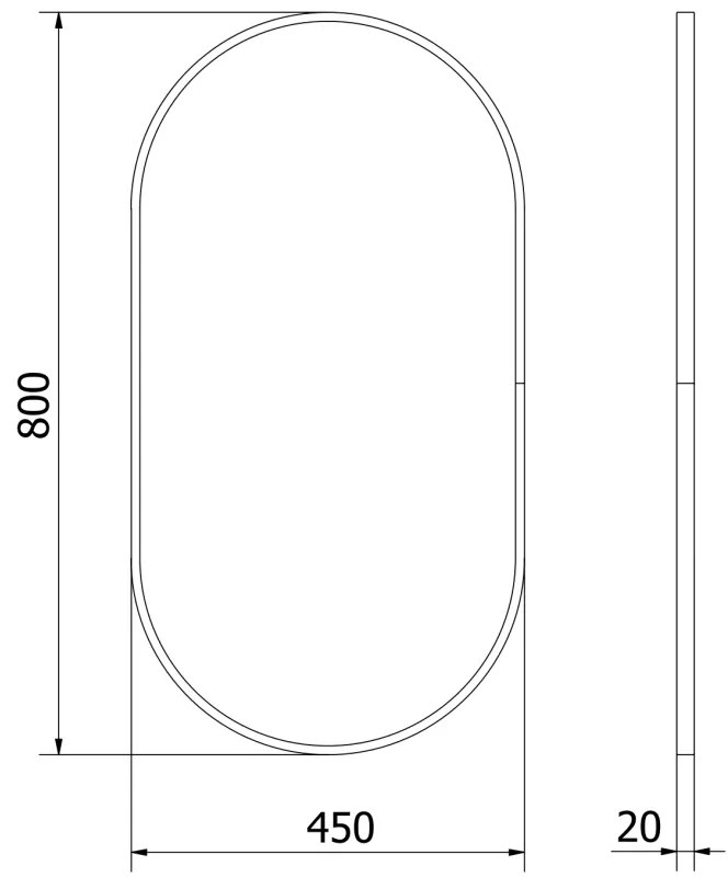 Mexen Loft, oválne kúpeľňové zrkadlo 80 x 45 cm, farba rámu čierna matná, 9851-080-045-000-70