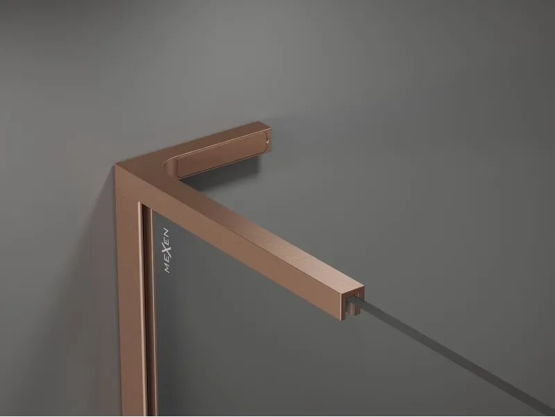 Mexen Velar L, sprchový kút s posuvnými dverami 110 x 110 cm, 8mm šedé sklo, medená matná, 871-110-110-43-65