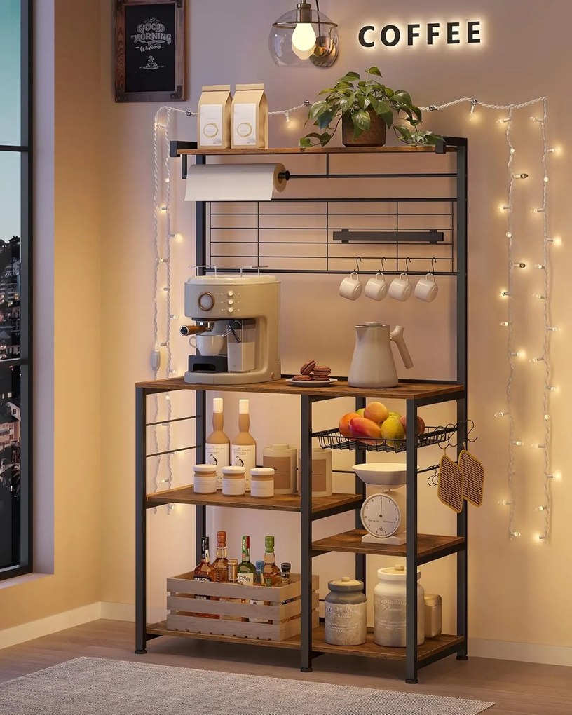 Kuchynský regál Vasagle Shelfy hnedý/čierny