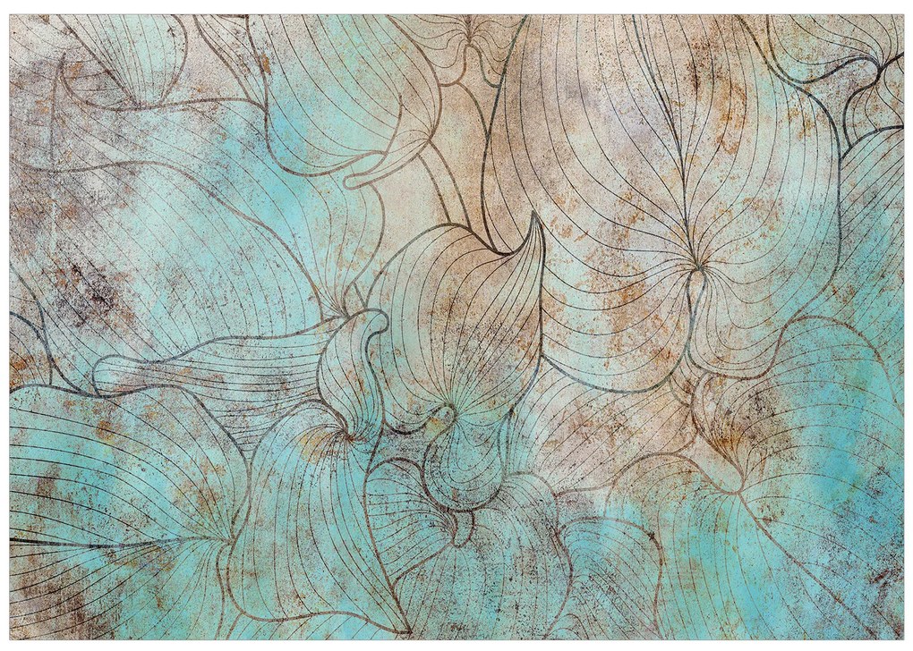 Artgeist Fototapeta - Leaves in Blue Veľkosť: 441x315, Verzia: Samolepiaca