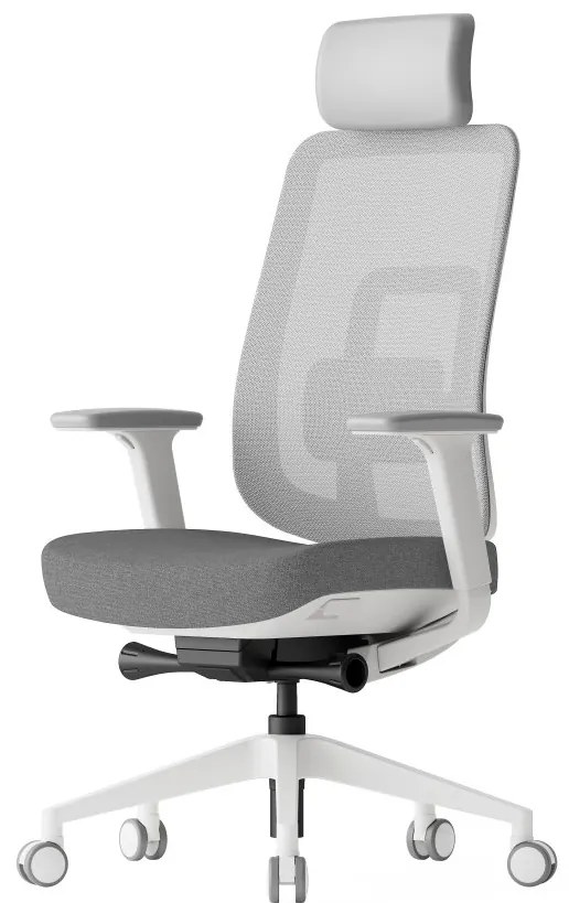 Kancelárska ergonomická stolička K42 White — sieť, látka, biela / viac farieb Modrá