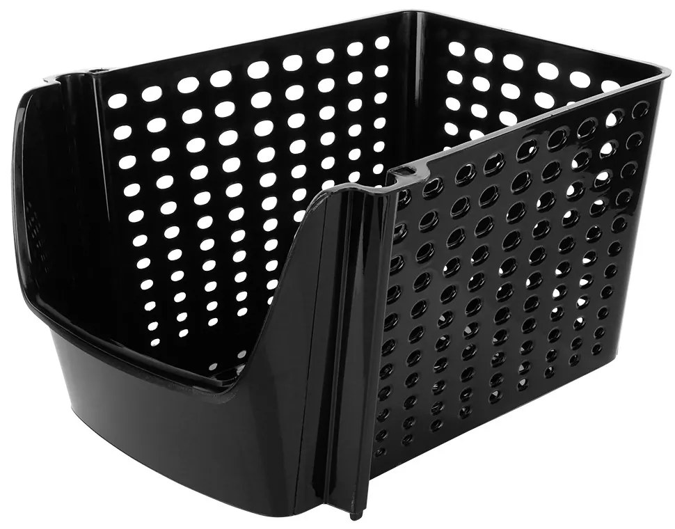 Organizér, úložný box stohovateľný, znížená predná hrana ALISE - čierny 21 x 29 x 16 cm