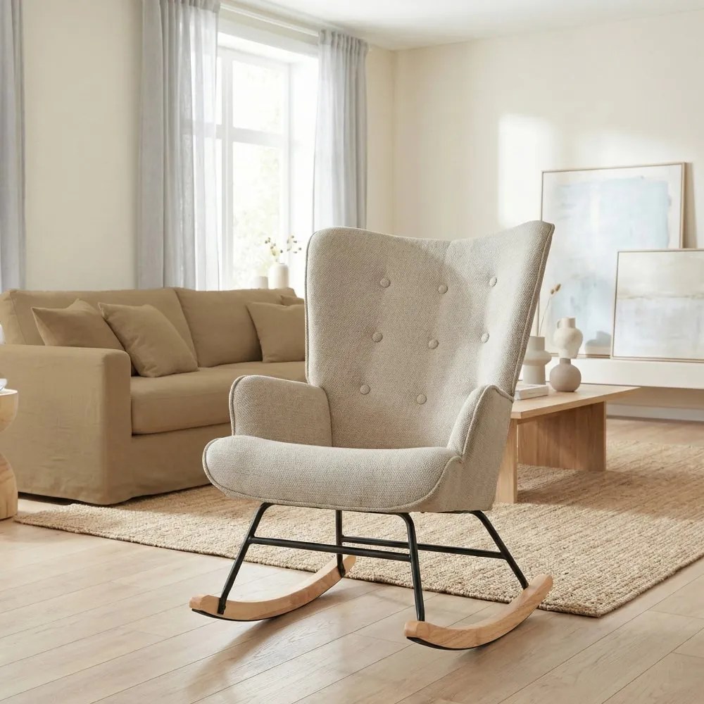 Hojdacie kreslo FABIAN — látka, krémová