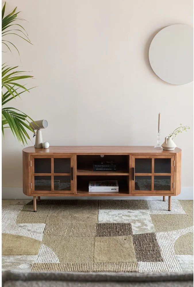 TV stolík z kaučukového dreva v prírodnej farbe 150x55x38 cm Yaz – White Label