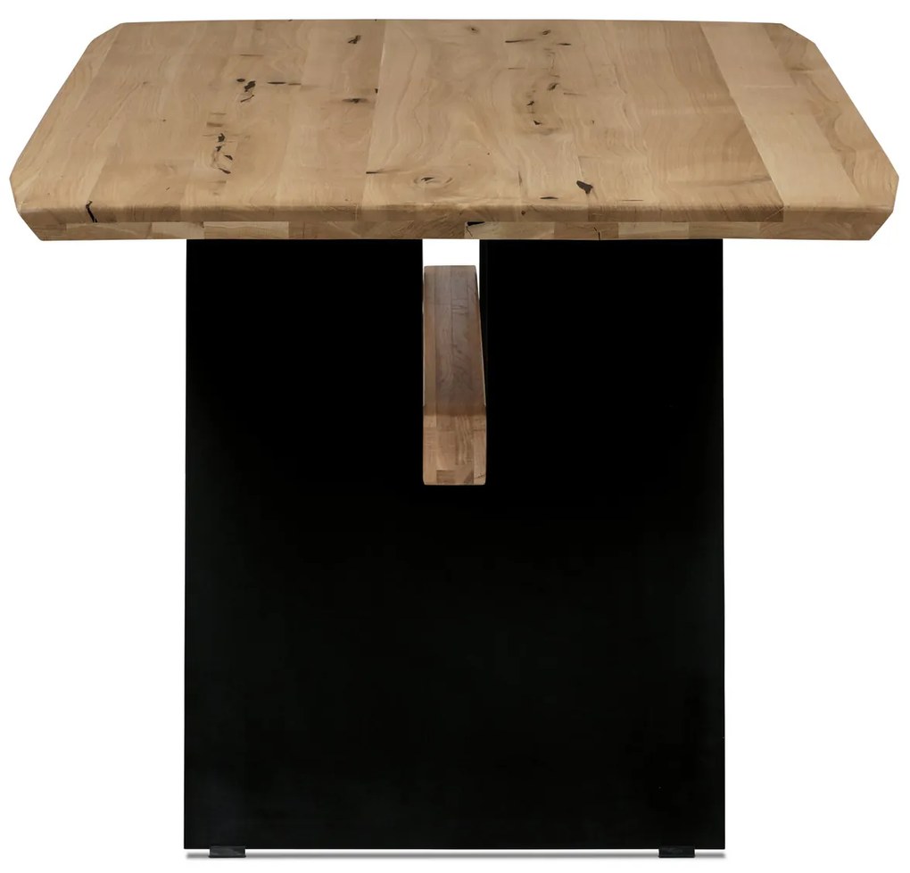 Stôl jedálenský, 200x100 cm, dub masív, kovová noha