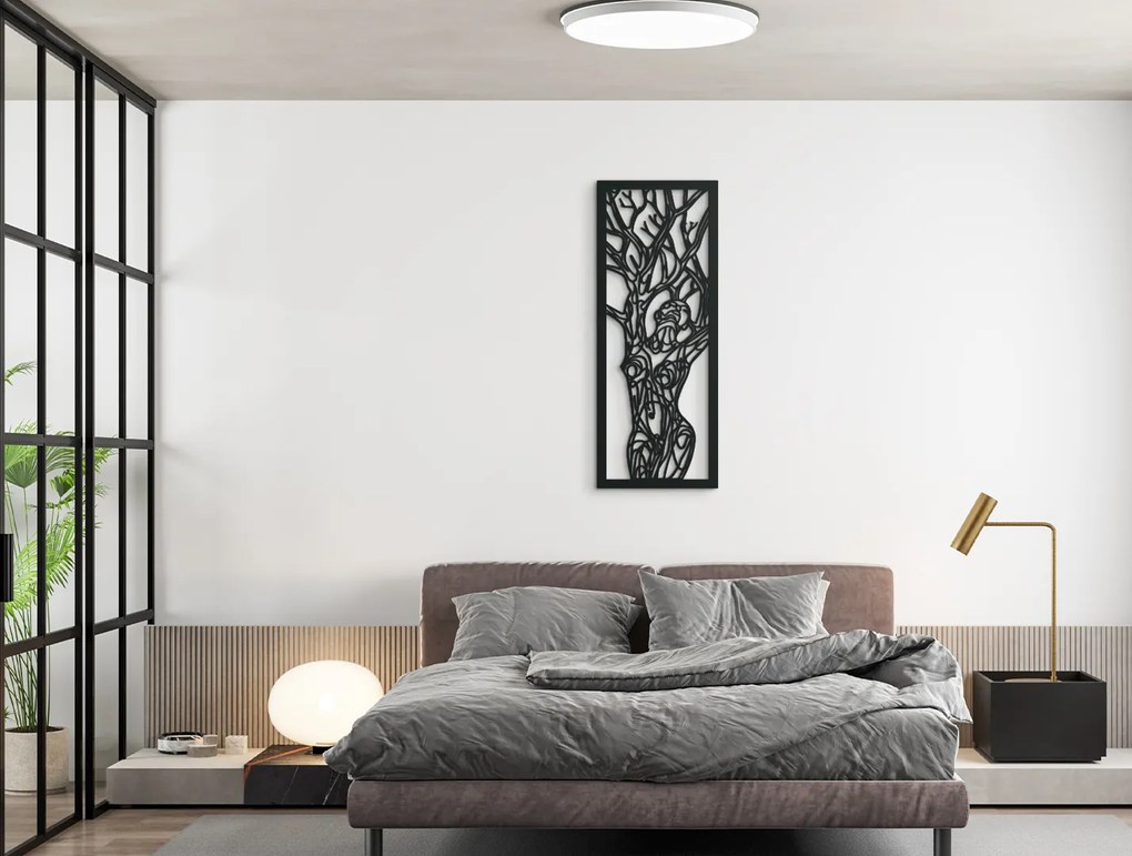 drevko Moderný umelecký obraz Žena a strom Rozmer obrazu: 44,5 x 17,5 cm, Farba dekorácie: Čierna