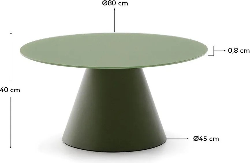 Zelený okrúhly konferenčný stolík so sklenenou doskou ø 80 cm Wilshire – Kave Home