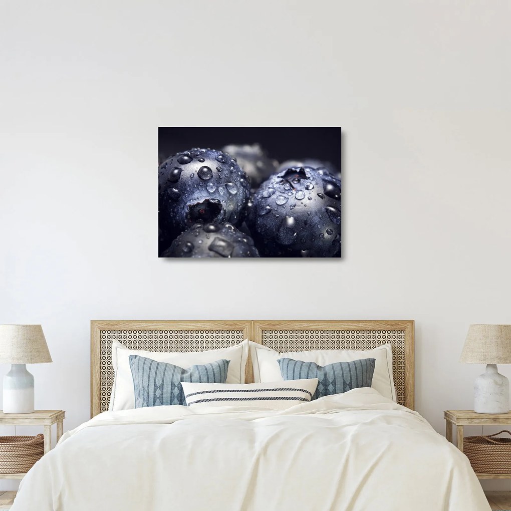 Sklenený obraz ovocia s kvapkami vody (70x50 cm)