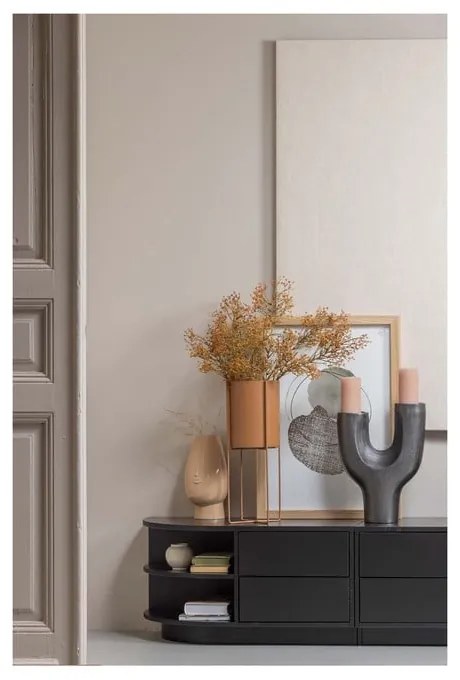 Čierny modulárny TV stolík z borovicového dreva 78x40 cm Finca – WOOOD