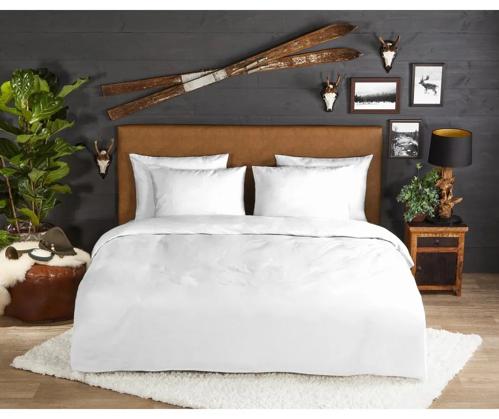 Biele flanelové predĺžené obliečky na dvojlôžko 200x220 cm – Good Morning