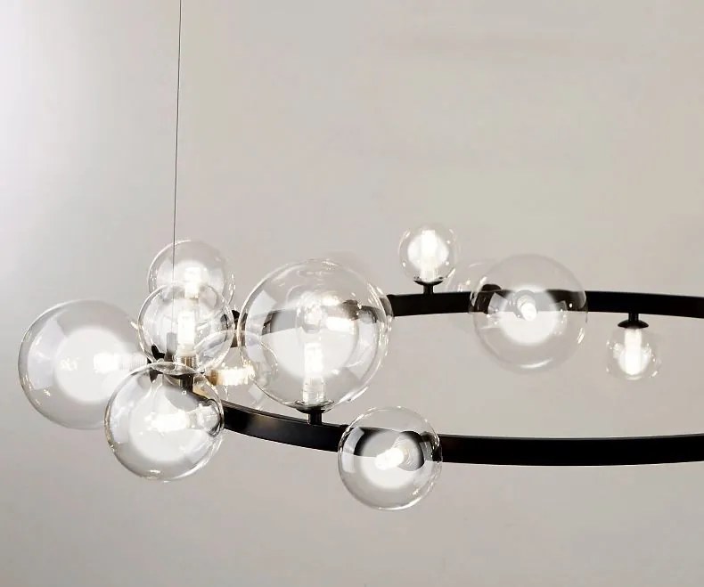 Toolight - závesné svietidlo sklenené gule 15xG9 40W APP906-15CP, čierna, OSW-04034