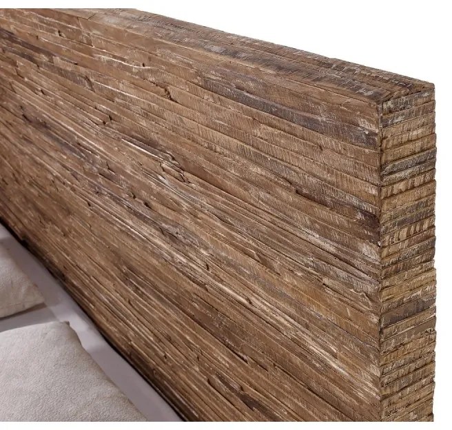 furniture-nabytek.cz - Masívna posteľ z mangového dreva, pruhovaná, lakovaná, hnedá
