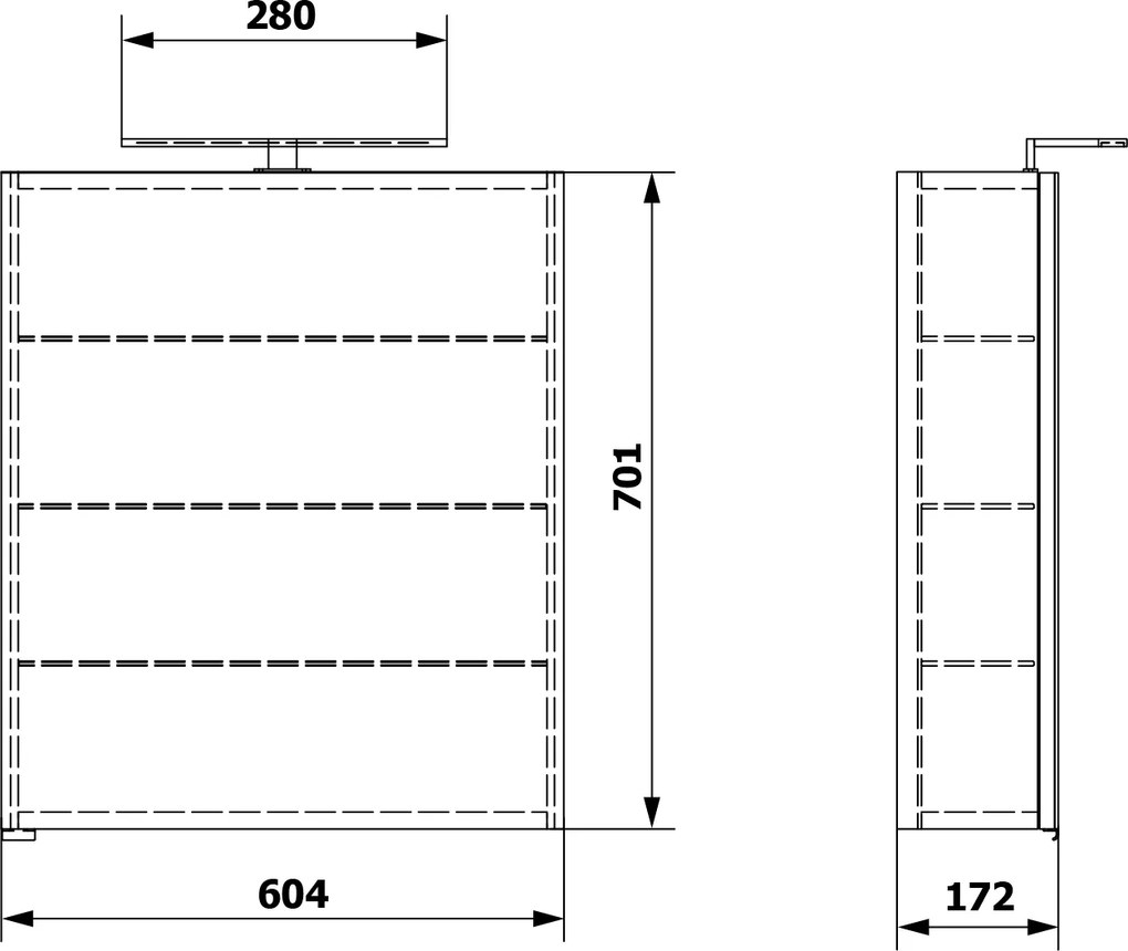 Sapho Sapho, RIWA galérka s LED osvetlením, 60x70x17cm, dub Alabama, RIW060-0022