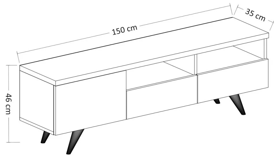 TV skrinka BRÜKSEL 150 cm biela/dub