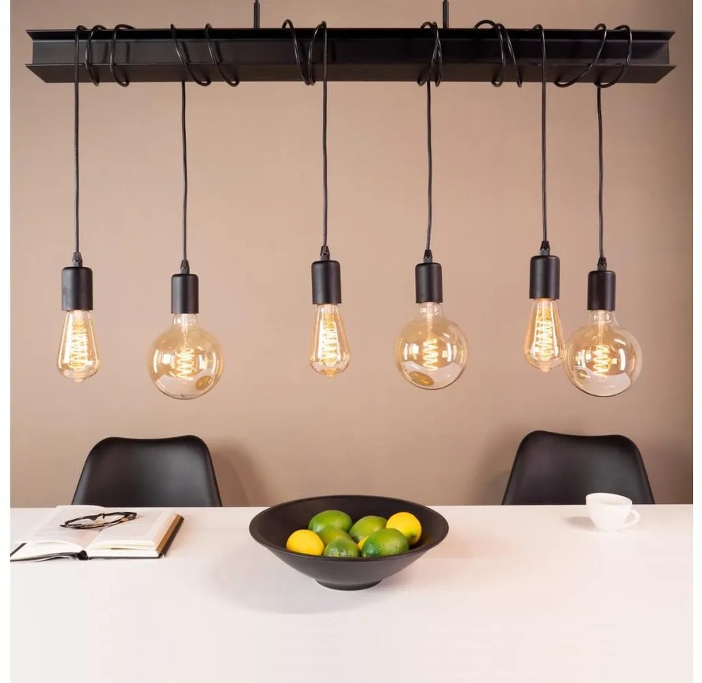 Eglo 43712 - Luster na lanku TOWNSHEND 6xE27/60W/230V čierna