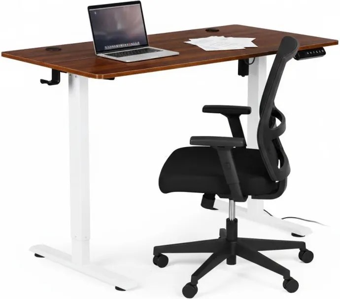 Elektrický nastaviteľný stôl 120 x 60 cm, nastaviteľná výška 72-117 cm, biely