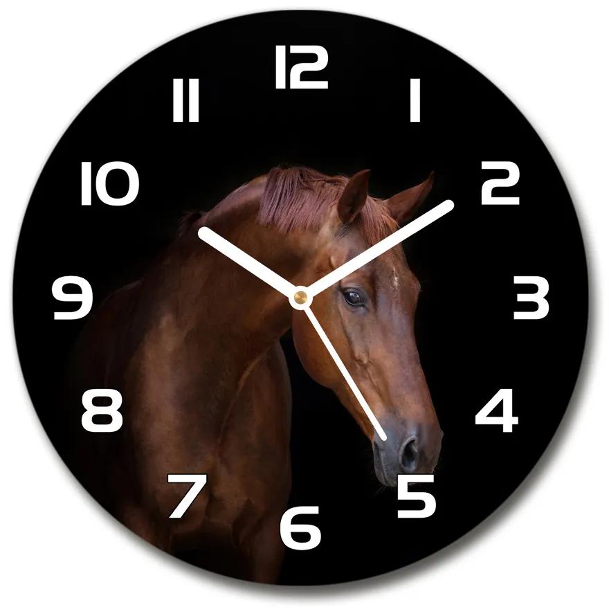 Sklenené hodiny okrúhle Hnedý kôň pl_zso_30_f_114030424