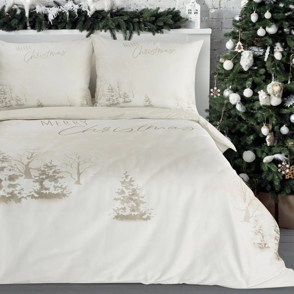 VIANOČNÉ OBLIEČKY Z MIKROVLÁKNA SNOWFLAKE 140X200 CM, 1 KS 70X80 CM VZOROVANÉ