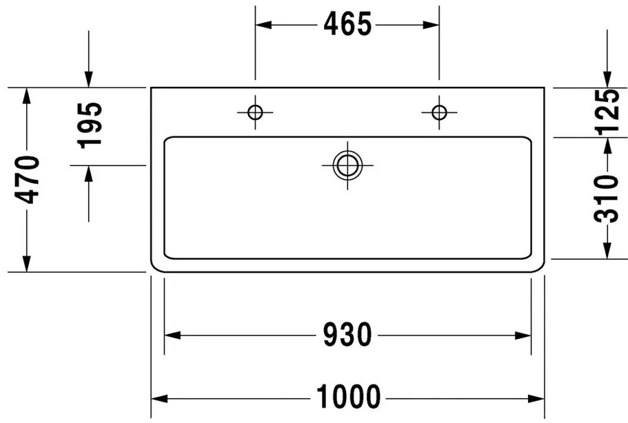 Duravit Vero - Umývadlo do nábytku 1000x470 mm, s prepadom, biela 0454100024