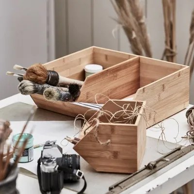 JJA Sada 3 bambusových organizérov CAJA do kuchyne, Double+single+mini