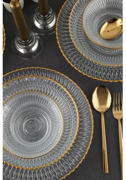Jedálenská súprava 12 ks číra/zlatá/sklo