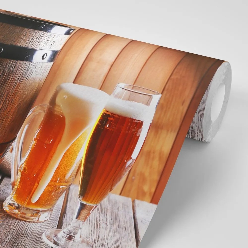 Samolepiaca fototapeta pivo s pivným súdkom - 225x150