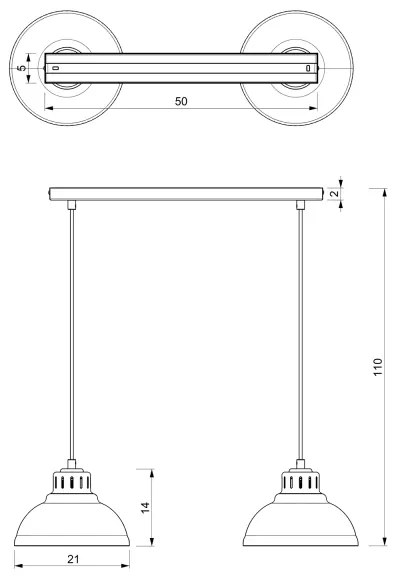 Luster na lanku SVEN 2xE27/15W/230V mosadz