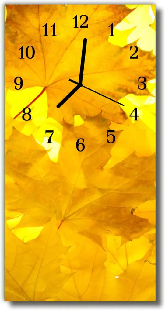 Sklenené hodiny vertikálne  Kvety jesenné žlté listy