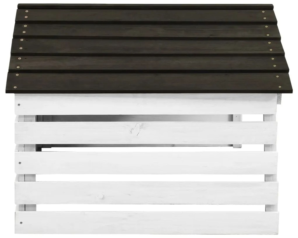 Garáž na robotickú kosačku čierno-biela 78x74x54 cm jedľové drevo