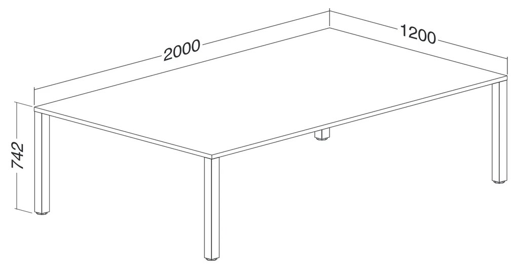 Konferenčný stôl ProOffice 120 x 200 x 74,2 cm, buk