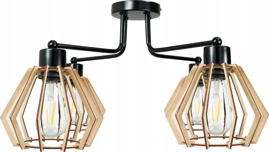 BERGE Závesná lampa DRON 4xE27 WOOD DIAMOND
