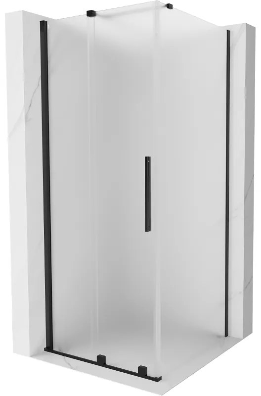 Mexen Velar, sprchový kút s posuvnými dverami 120 x 120 cm, 8mm sklo námraza, čierna matná, 871-120-120-31-70