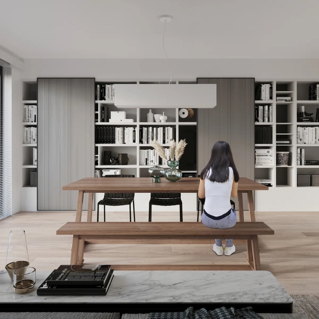 Závesné svietidlo Santa, 1x biele textilné tienidlo, (biely plast), (120 cm)