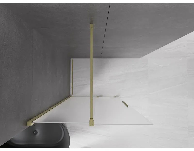 Mexen Velar, sprchová zástena s posuvnými dverami Walk-in 85 x 200 cm, 8mm sklo námraza, zlatá matná, 871-085-000-33-55