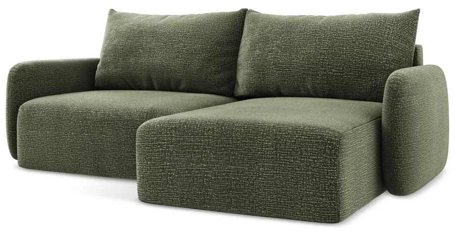 Zelená rozkladacia/s úložným priestorom rohová pohovka (pravý roh) Kalena – Makamii